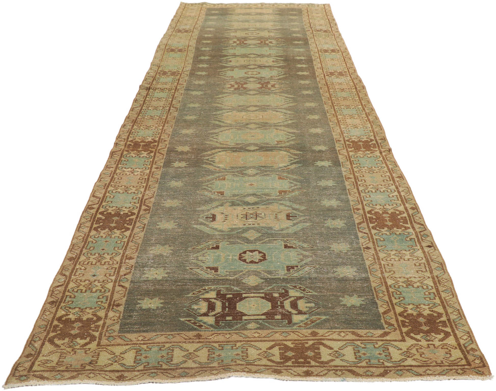 4 x 14 Distressed Antique Persian Malayer Runner 53767