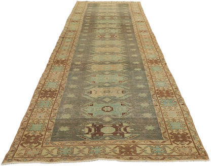 4 x 14 Distressed Antique Persian Malayer Runner 53767