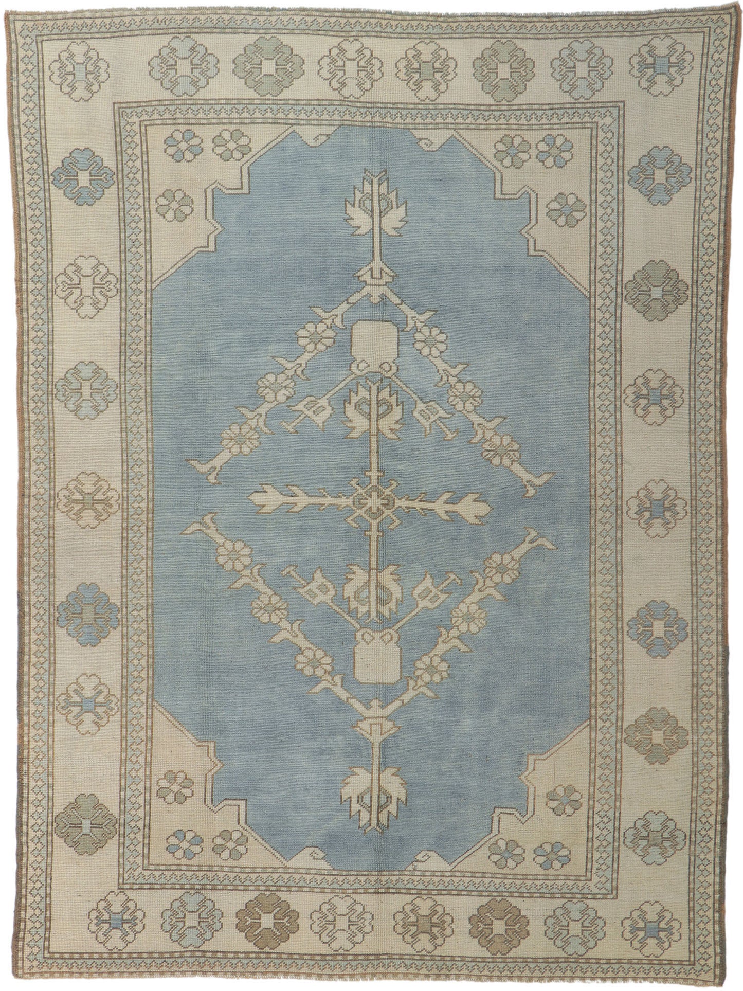 7 x 9 Vintage Turkish Oushak Rug 53772