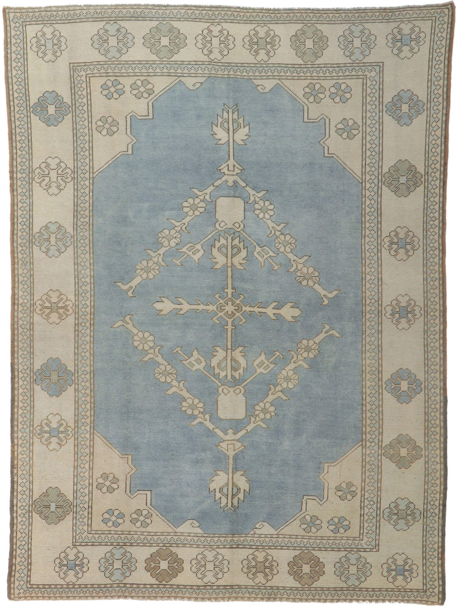 7 x 9 Vintage Turkish Oushak Rug 53772