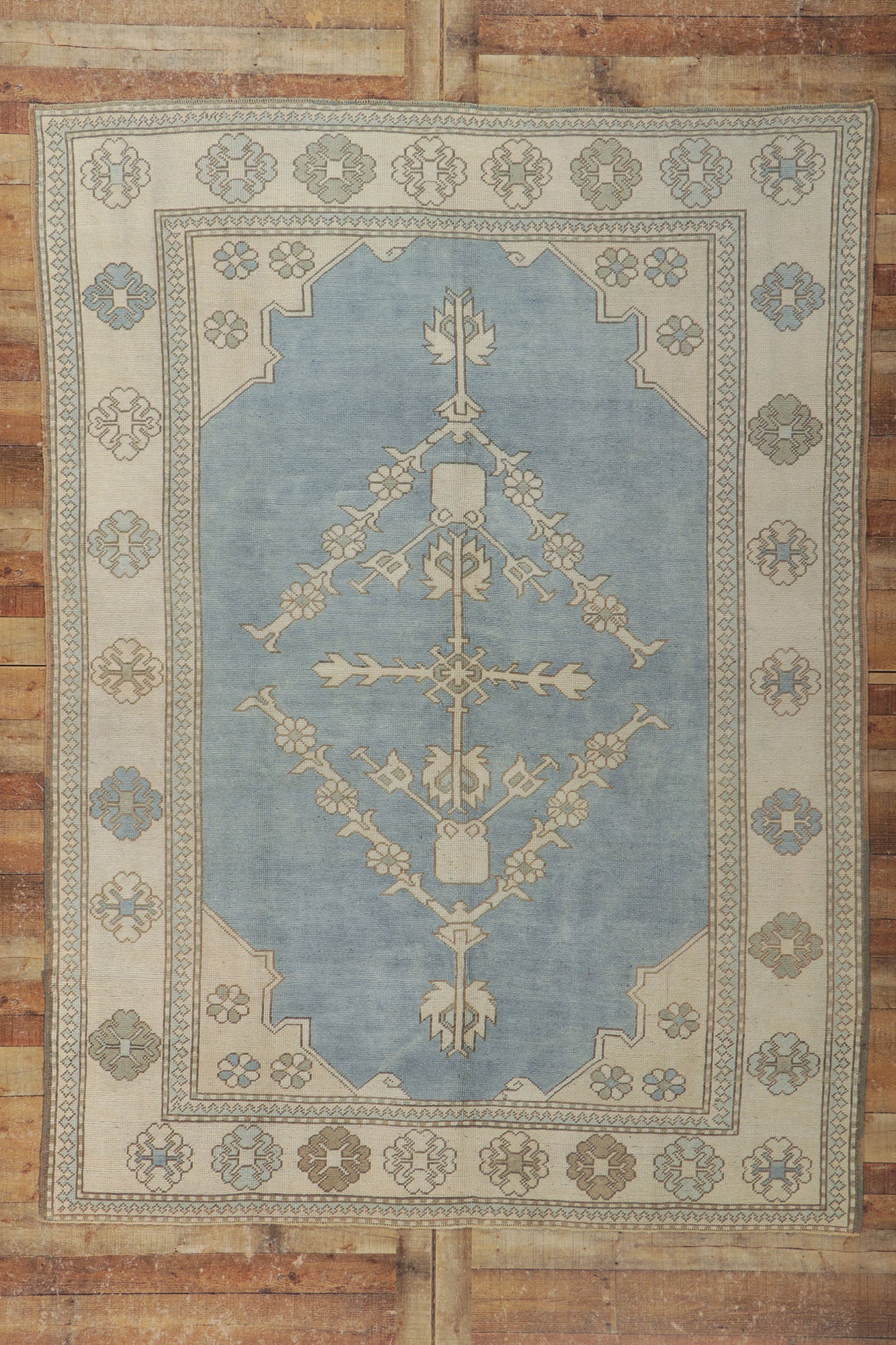 7 x 9 Vintage Turkish Oushak Rug 53772