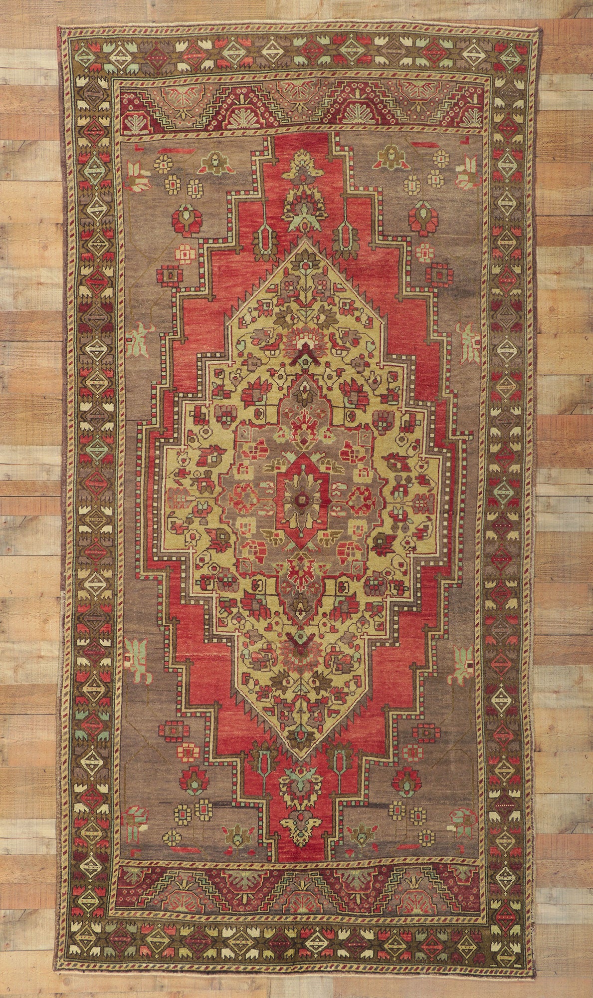 5 x 10 Vintage Turkish Oushak Rug 51359
