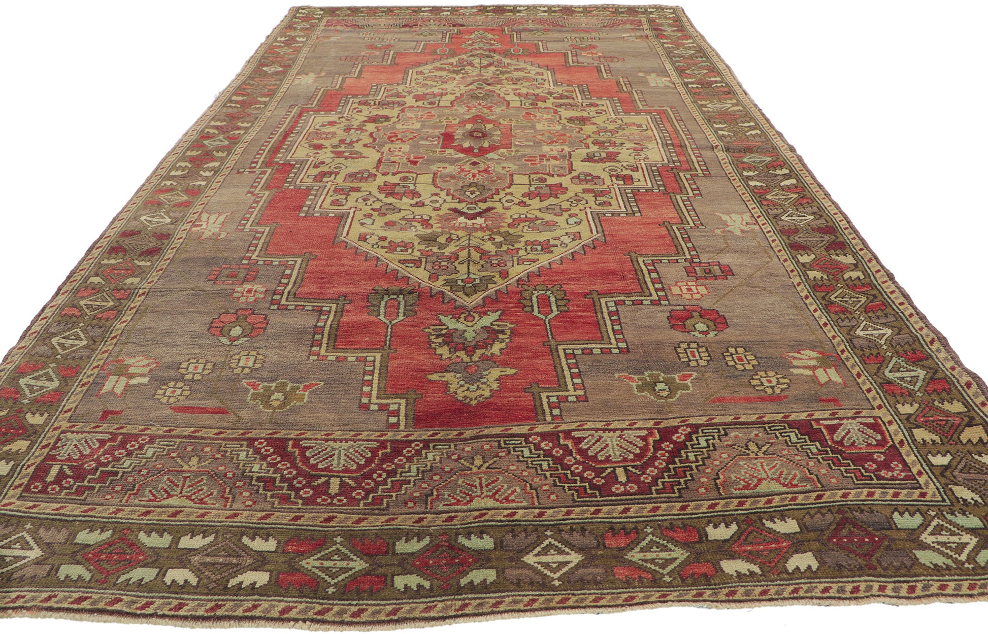 5 x 10 Vintage Turkish Oushak Rug 51359