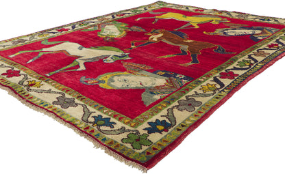 5 x 7 Vintage Persian Shiraz Pictorial Rug 61033