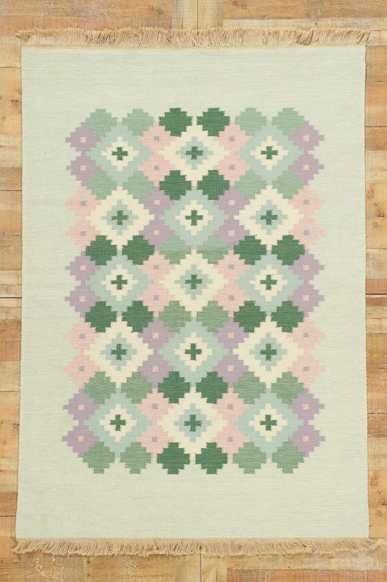 5 x 7 Vintage Swedish Rollakan Rug 78498