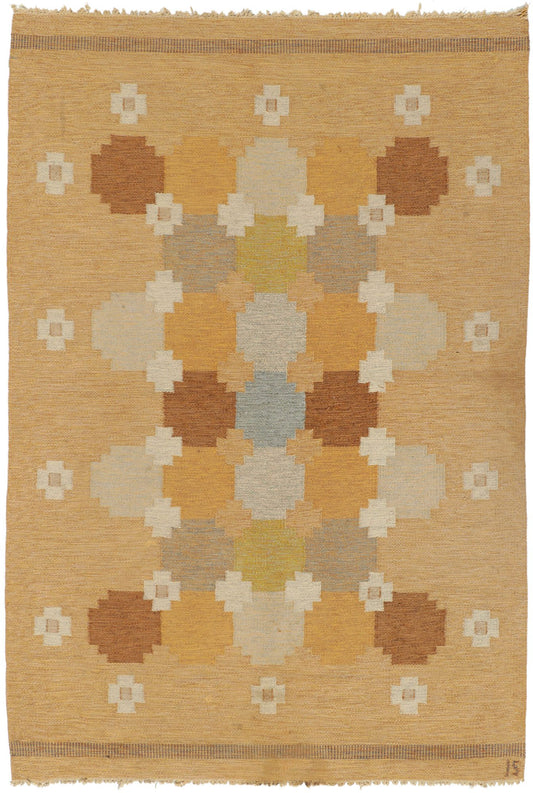 ​5 x 7 Ingegerd Silow Vintage Swedish Rollakan Rug 78504