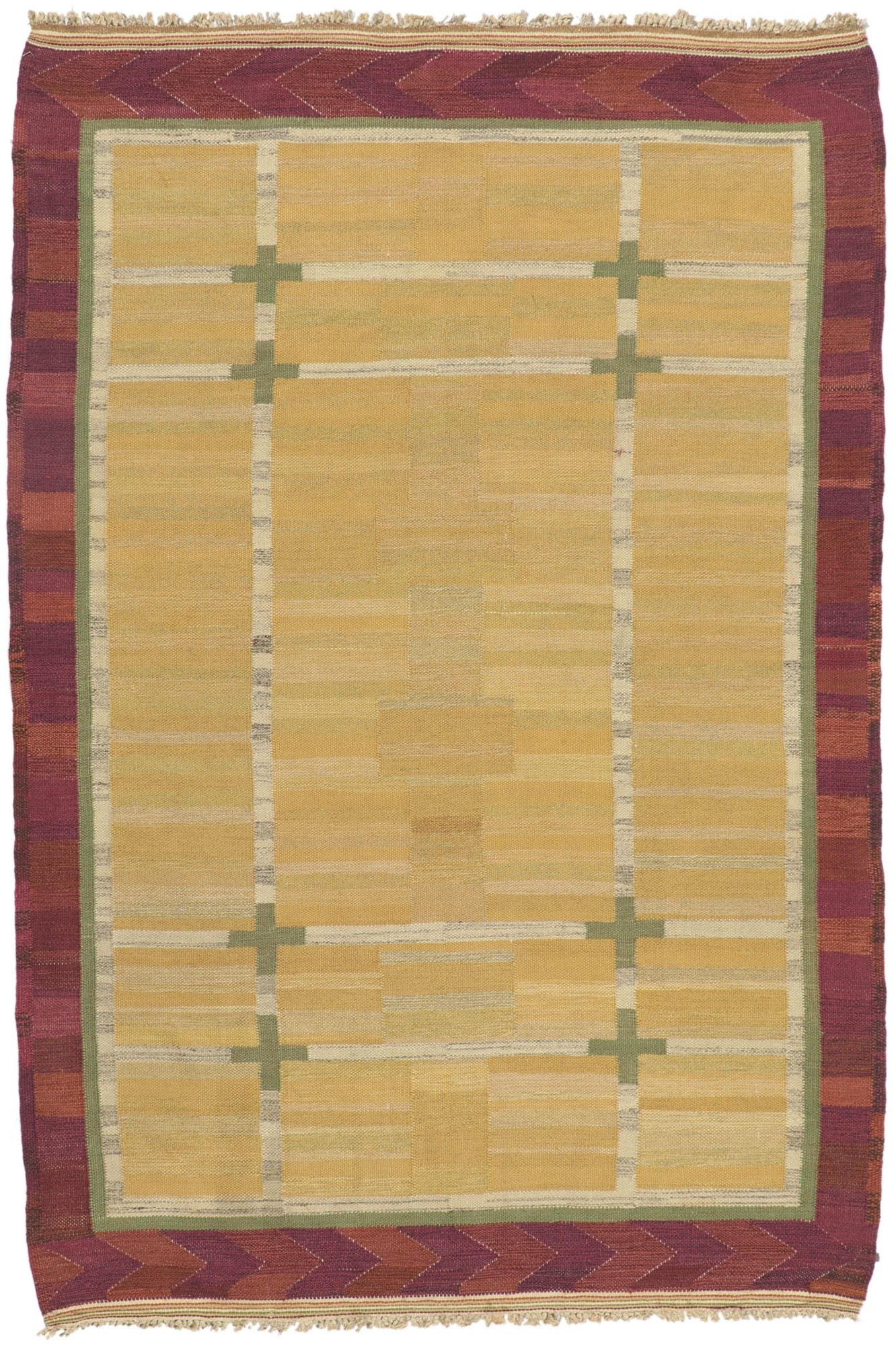 5 x 7 Vintage Swedish Rollakan Rug 78488