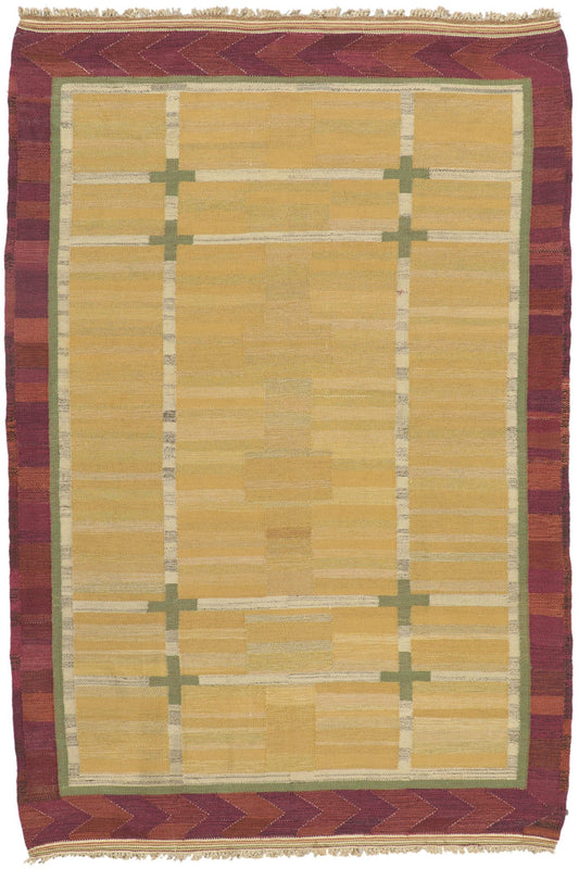 5 x 7 Vintage Swedish Rollakan Rug 78488