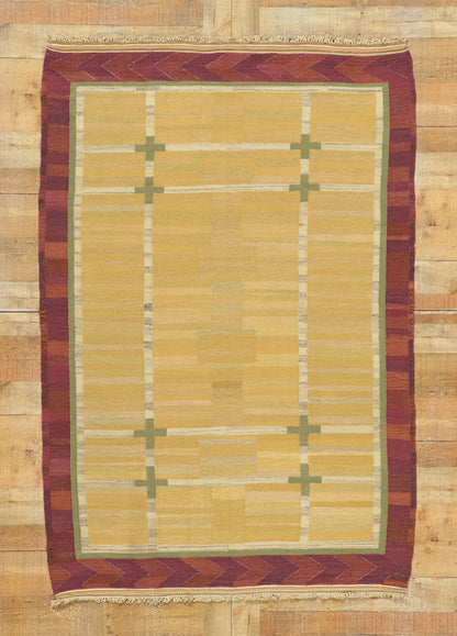 5 x 7 Vintage Swedish Rollakan Rug 78488