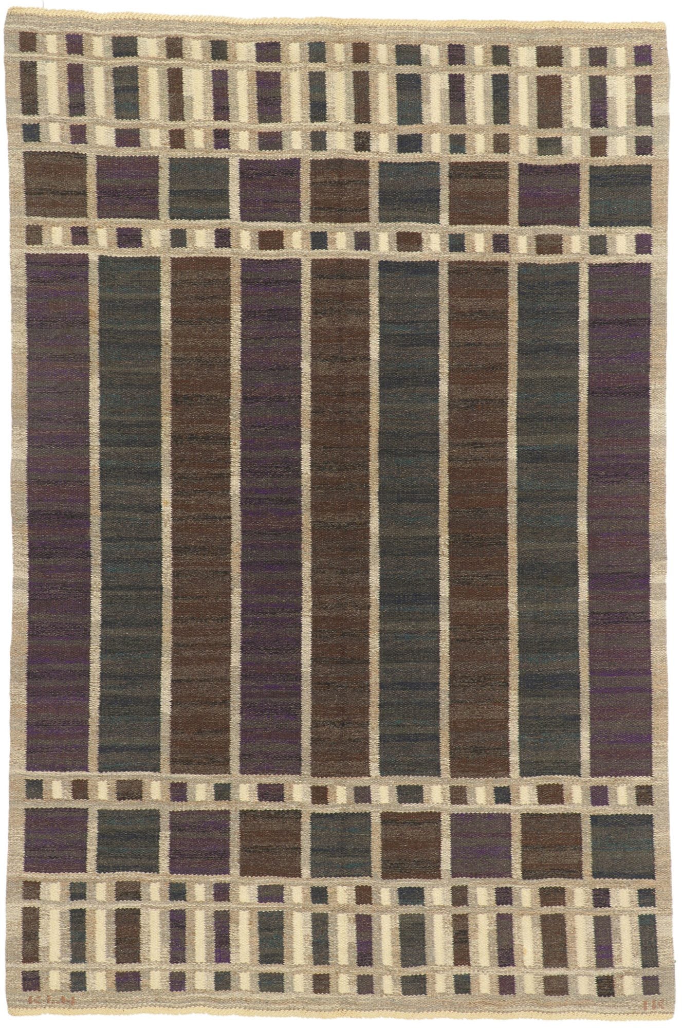 5 x 7 Irma Kronlund Vintage Swedish Rollakan Rug 78482