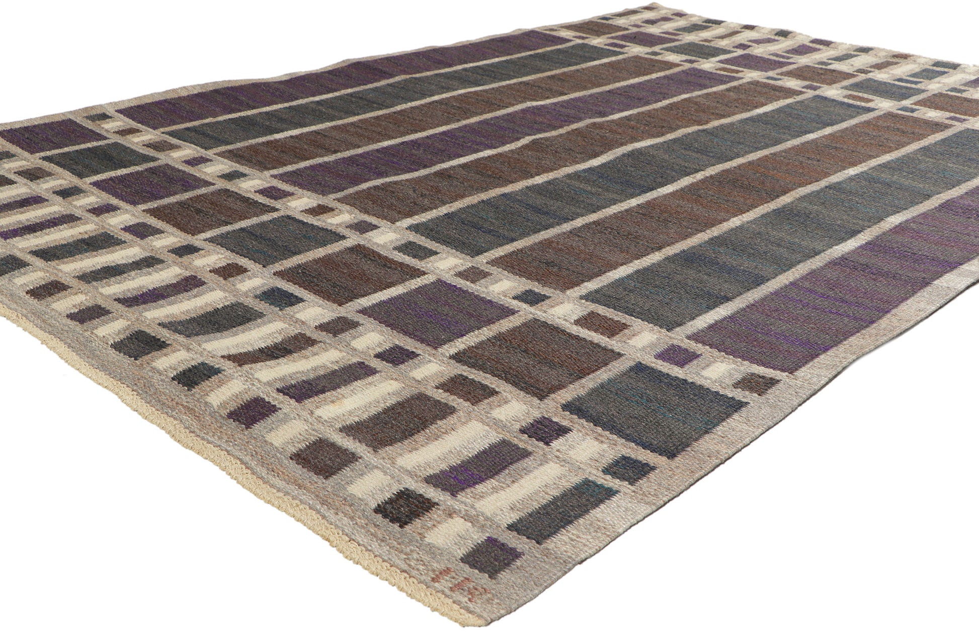 5 x 7 Irma Kronlund Vintage Swedish Rollakan Rug 78482