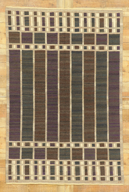5 x 7 Irma Kronlund Vintage Swedish Rollakan Rug 78482