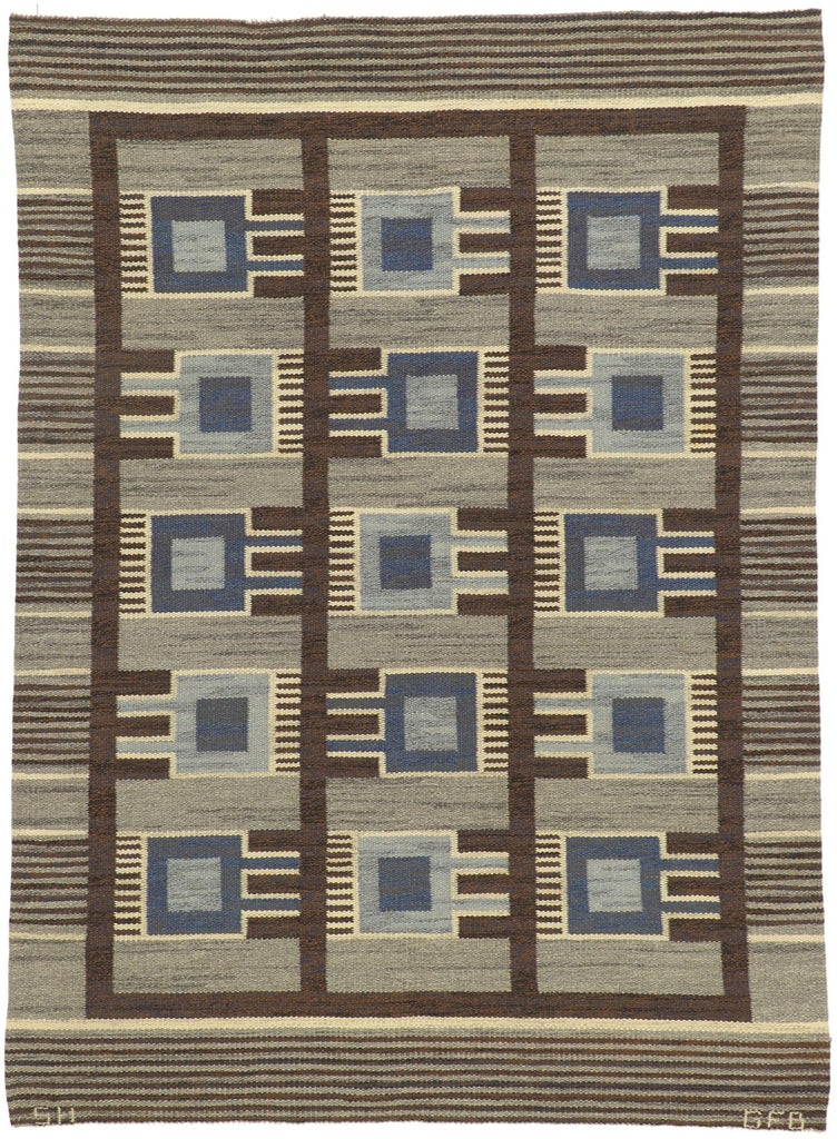 5 x 7 Gunilla Fleming Borgstrom Vintage Swedish ​Rollakan Rug 78484