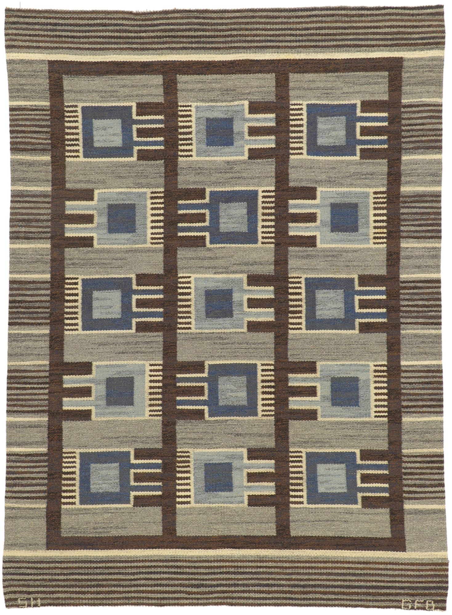 5 x 7 Gunilla Fleming Borgstrom Vintage Swedish ​Rollakan Rug 78484