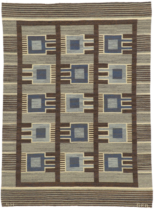 5 x 7 Gunilla Fleming Borgstrom Vintage Swedish ​Rollakan Rug 78484