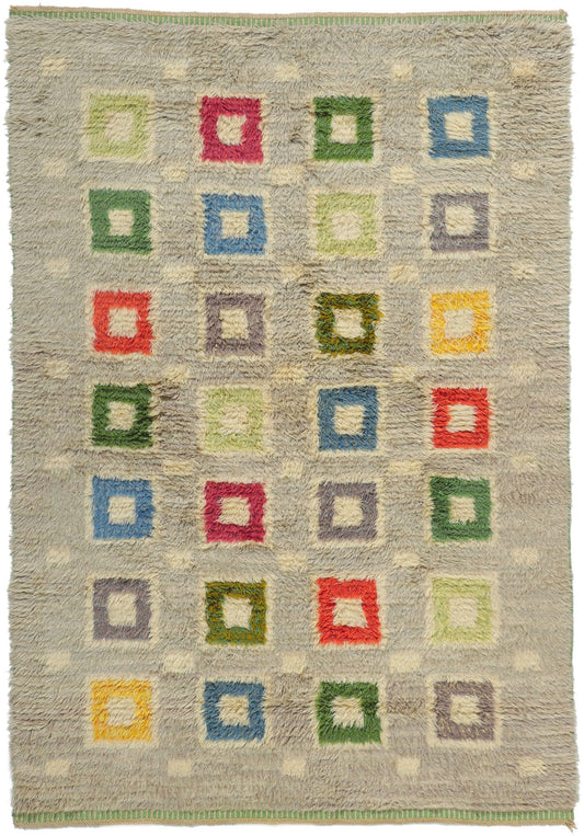 5 x 7 Vintage Swedish Rya Rug 78508