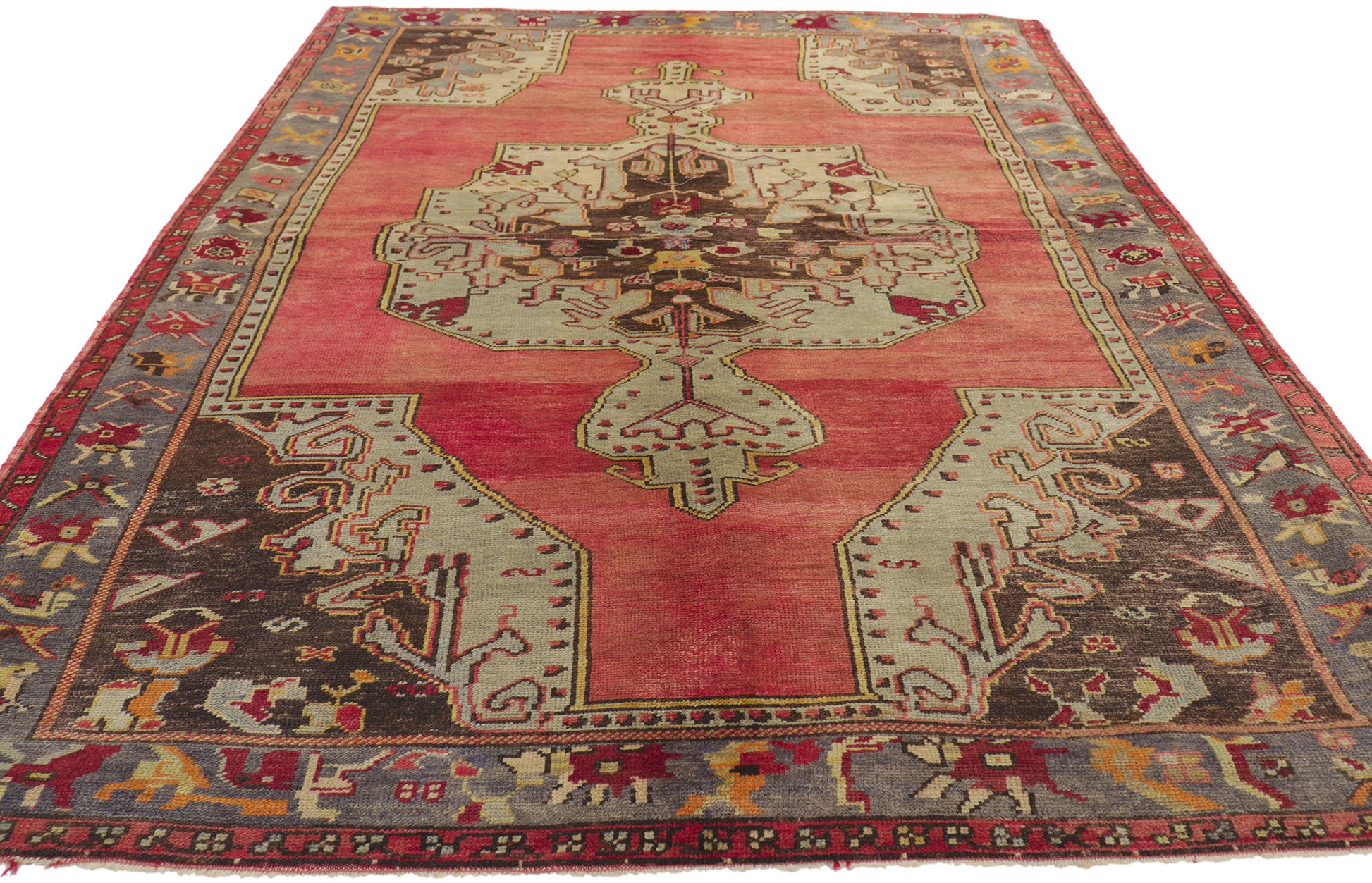 5 x 7 Vintage Turkish Oushak Rug 74077