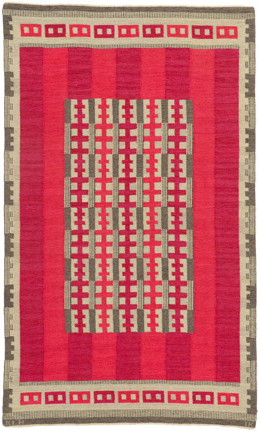 5 x 8 Irma Kronlund Vintage Swedish Rollakan Rug 78480