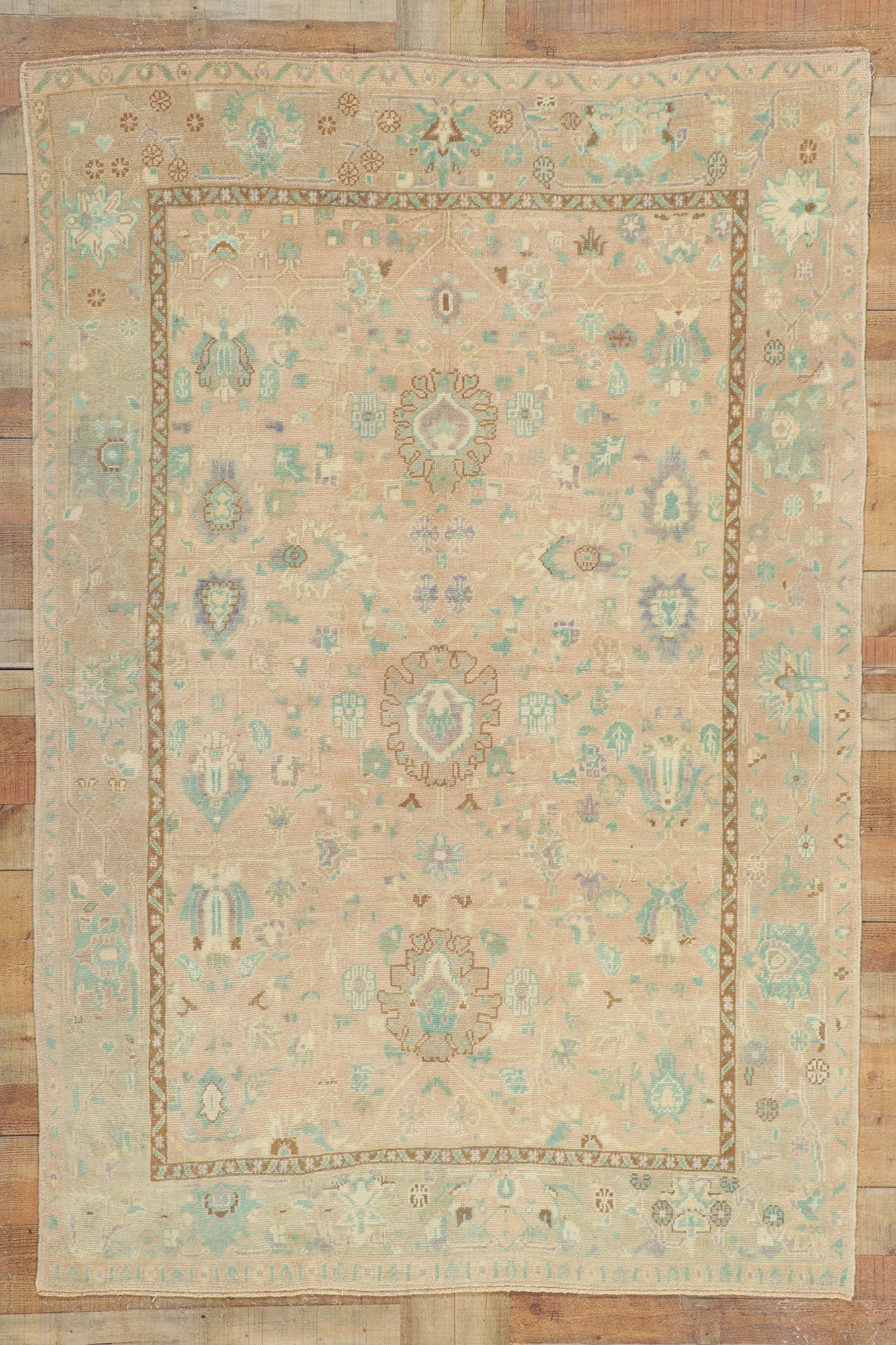 5 x 8 Vintage Turkish Oushak Rug 52959