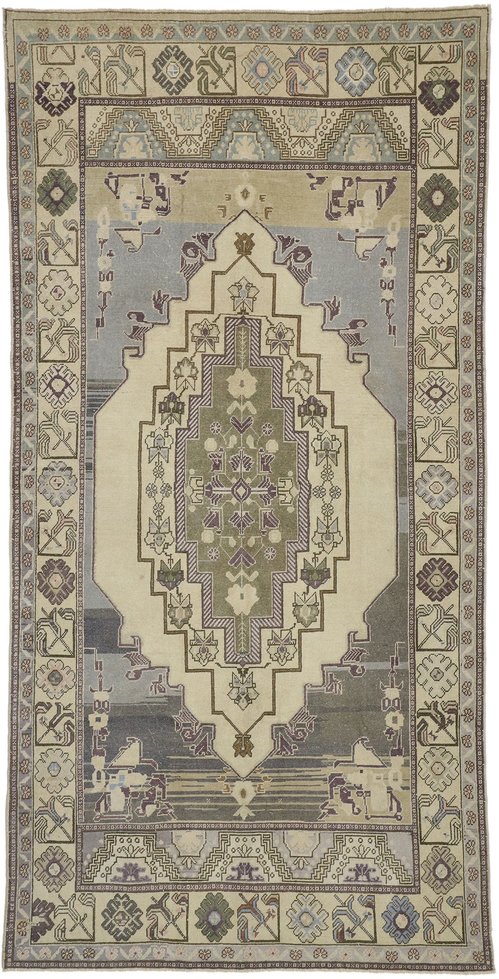 5 x 10 Vintage Turkish Oushak Rug 52475