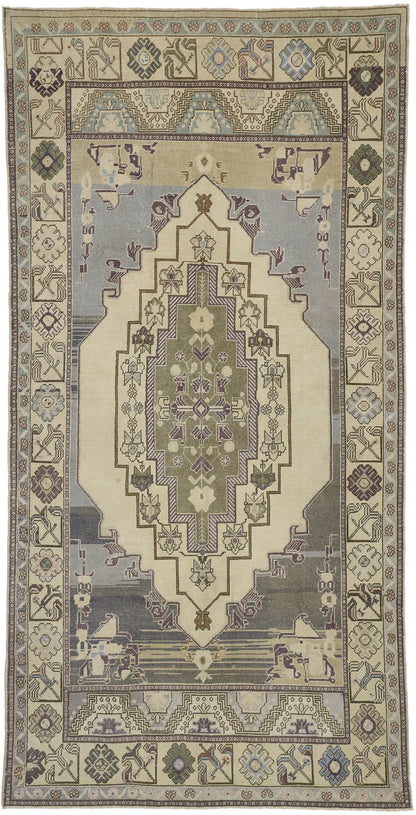 5 x 10 Vintage Turkish Oushak Rug 52475