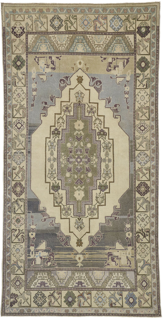 5 x 10 Vintage Turkish Oushak Rug 52475