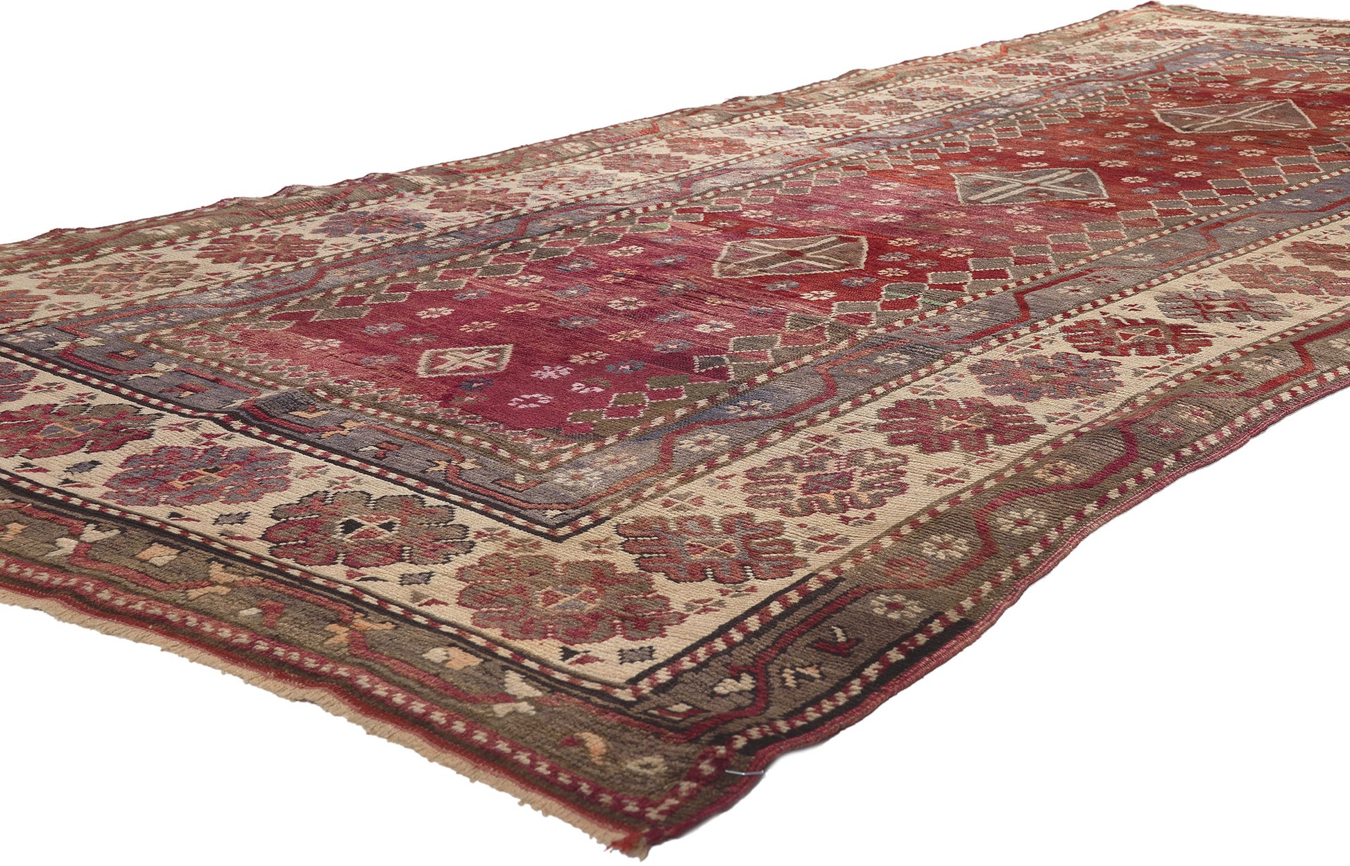 5 x 11 Antique Caucasian Kurdish Rug 71469