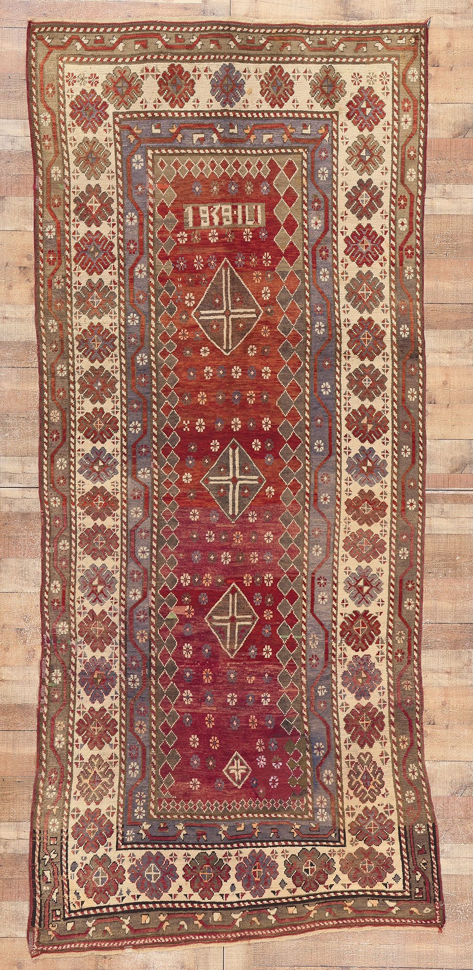 5 x 11 Antique Caucasian Kurdish Rug 71469