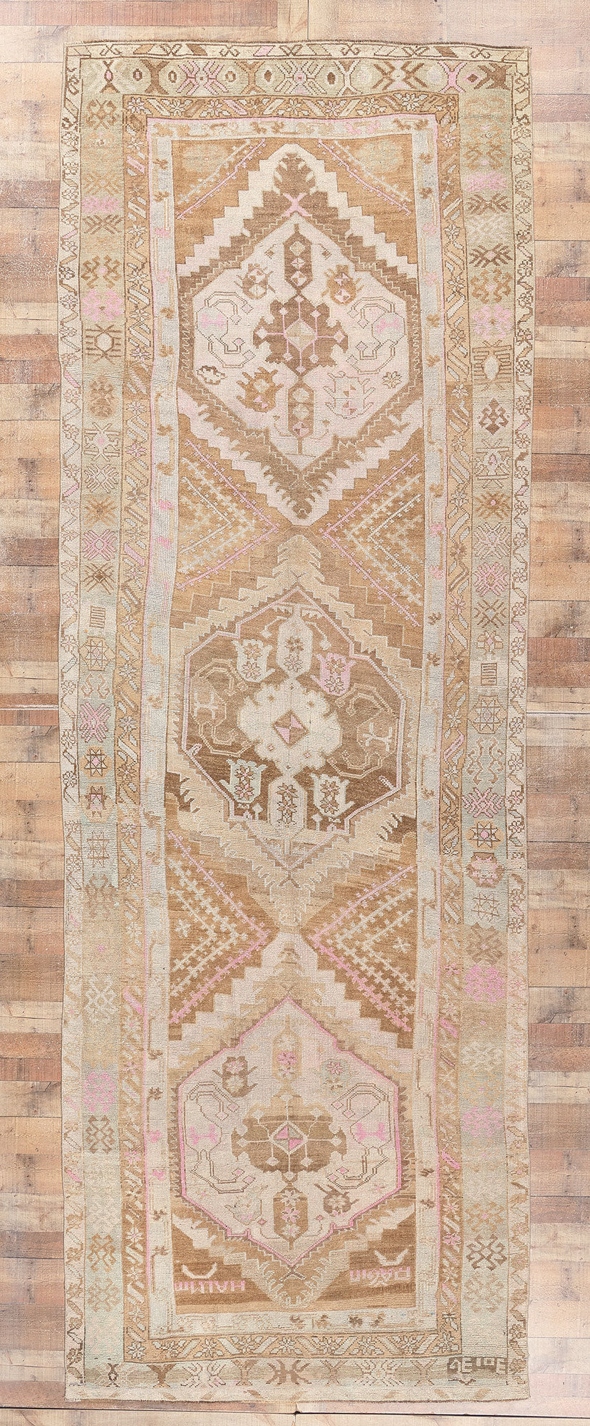 5 x 15 Vintage Turkish Oushak Rug 53708