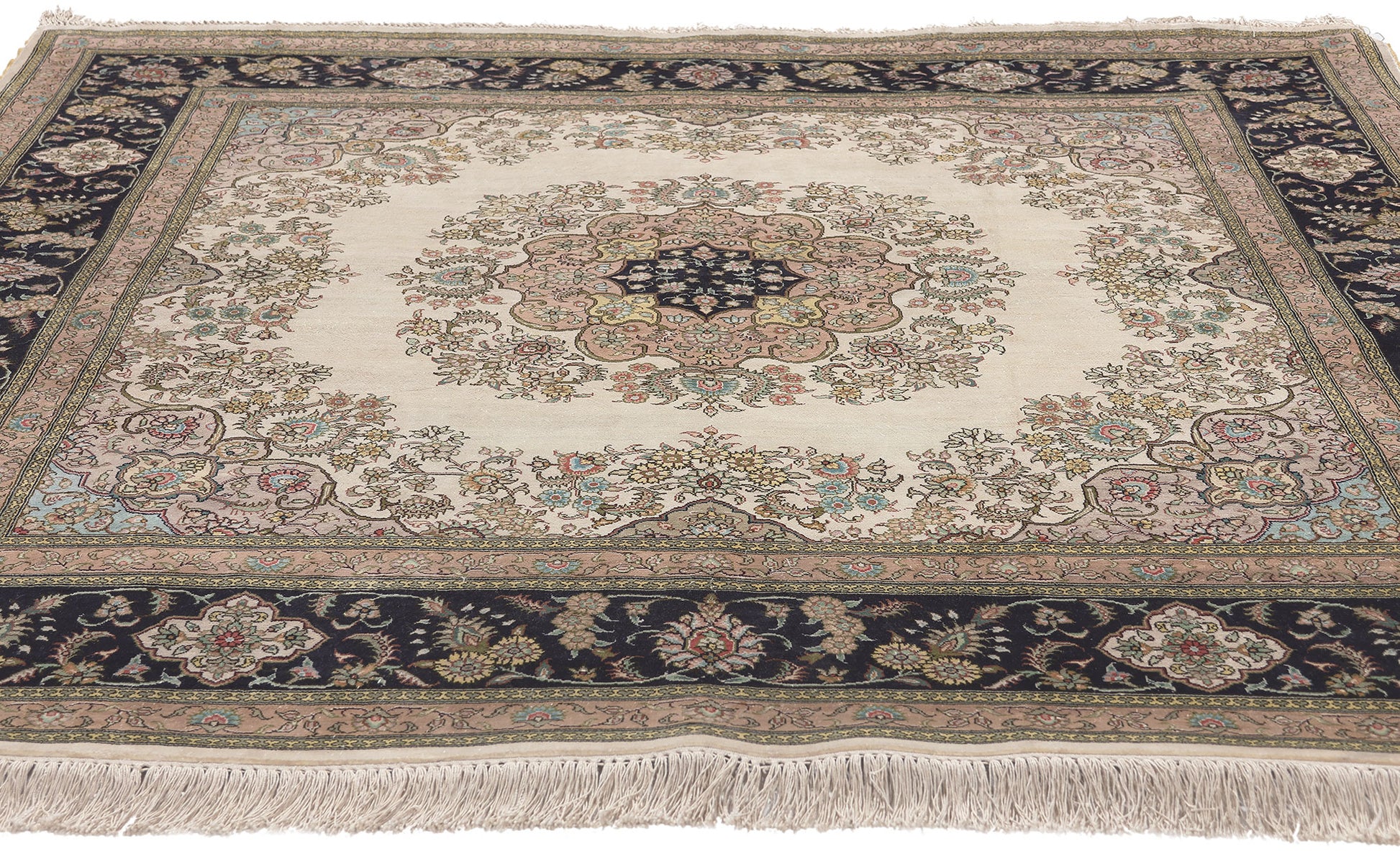 5 x 5 Vintage Turkish Silk Kayseri Rug 78622
