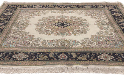 5 x 5 Vintage Turkish Silk Kayseri Rug 78622