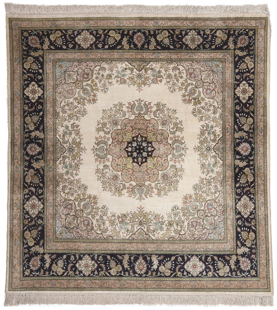 5 x 5 Vintage Turkish Silk Kayseri Rug 78622