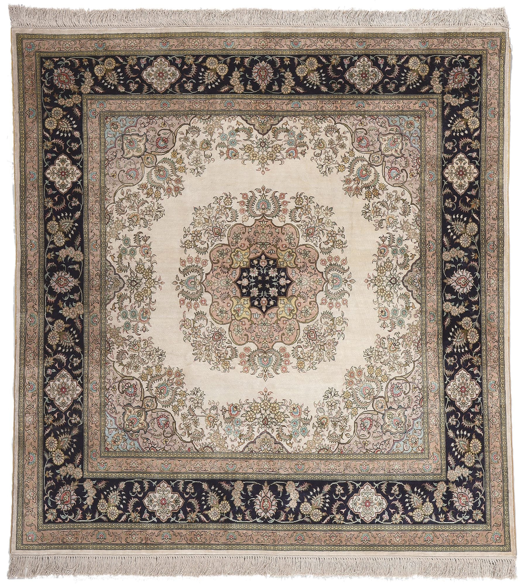 5 x 5 Vintage Turkish Silk Kayseri Rug 78622