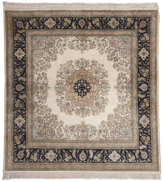 5 x 5 Vintage Turkish Silk Kayseri Rug 78622