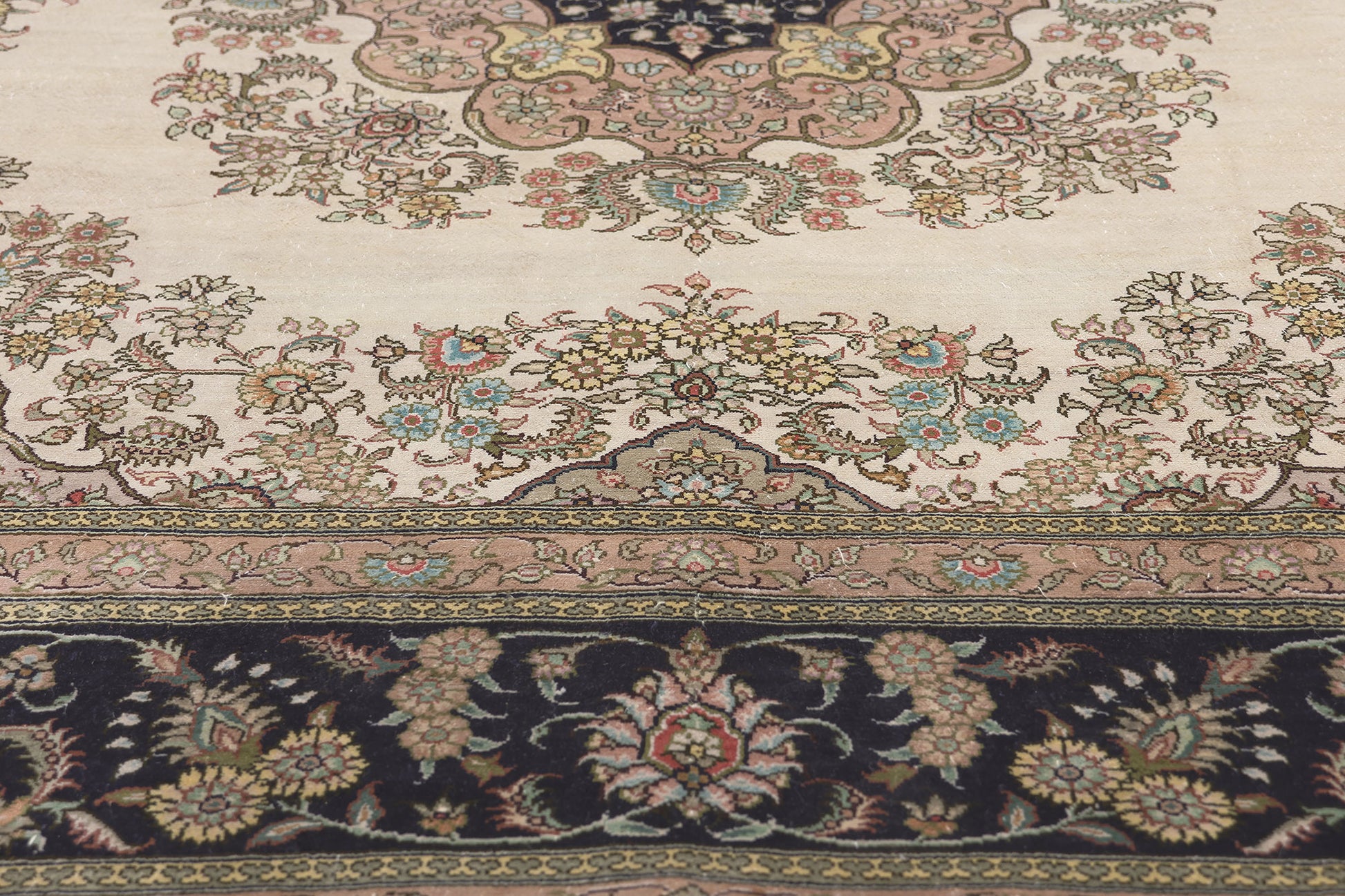 5 x 5 Vintage Turkish Silk Kayseri Rug 78622