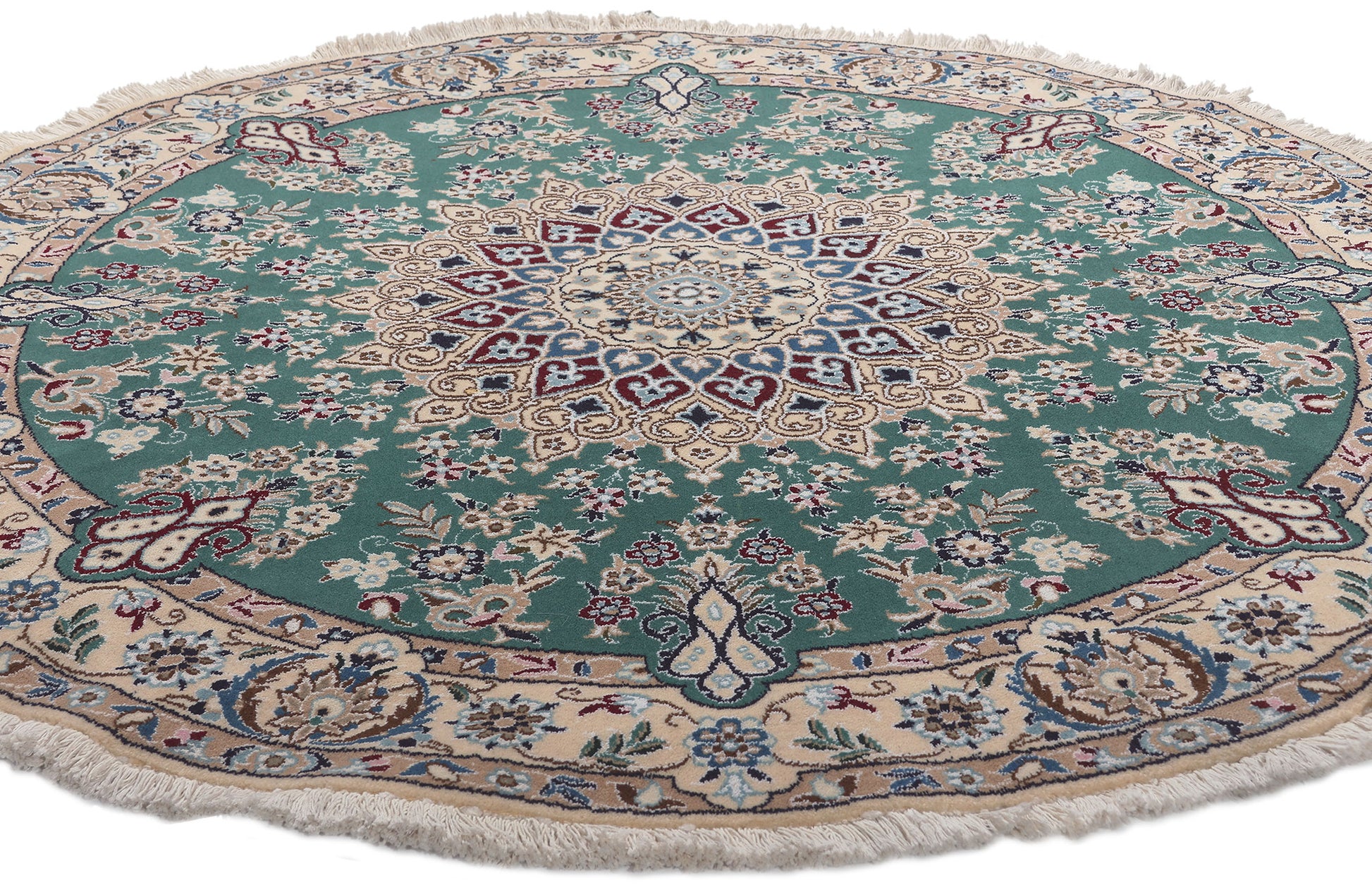 5 x 5 Vintage Persian Nain Round Rug 78596