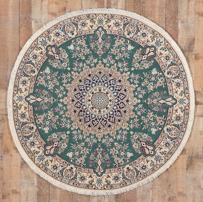 5 x 5 Vintage Persian Nain Round Rug 78596