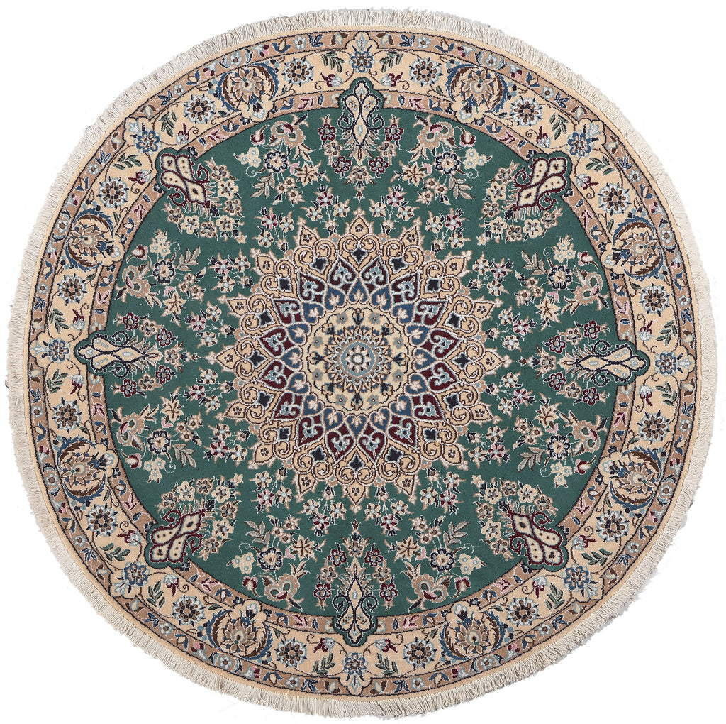 5 x 5 Vintage Persian Nain Round Rug 78596