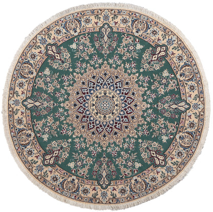 5 x 5 Vintage Persian Nain Round Rug 78596