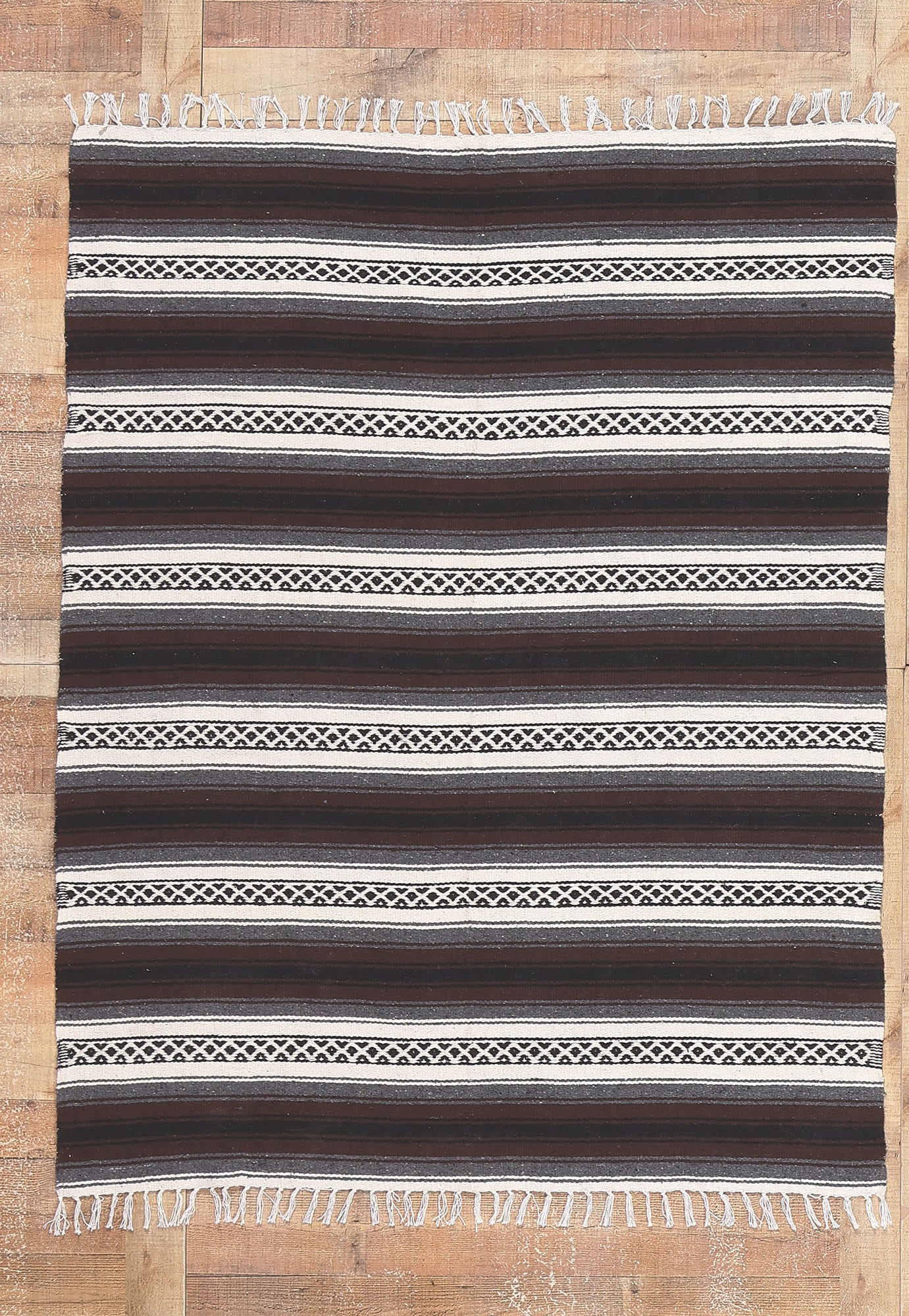 5 x 6 Modern Striped Indian Kilim Rug 78536