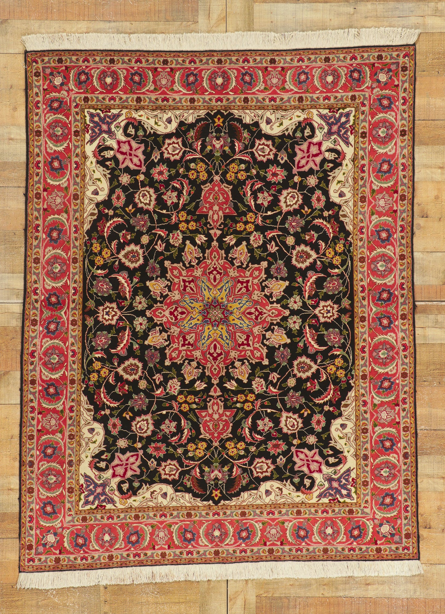 5 x 6 Vintage Persian Tabriz Rug 74837