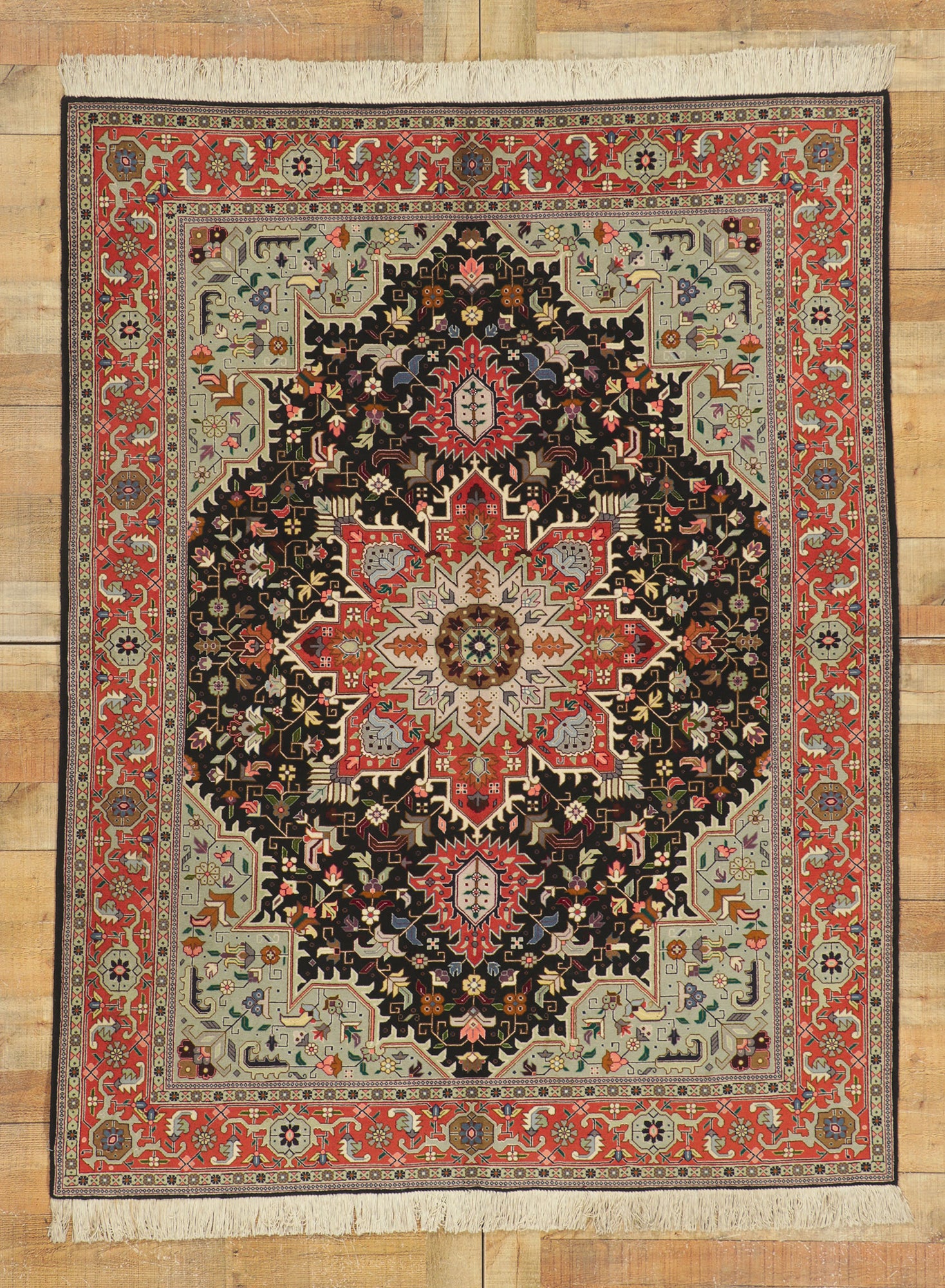 5 x 7 Vintage Persian Tabriz Rug 74651