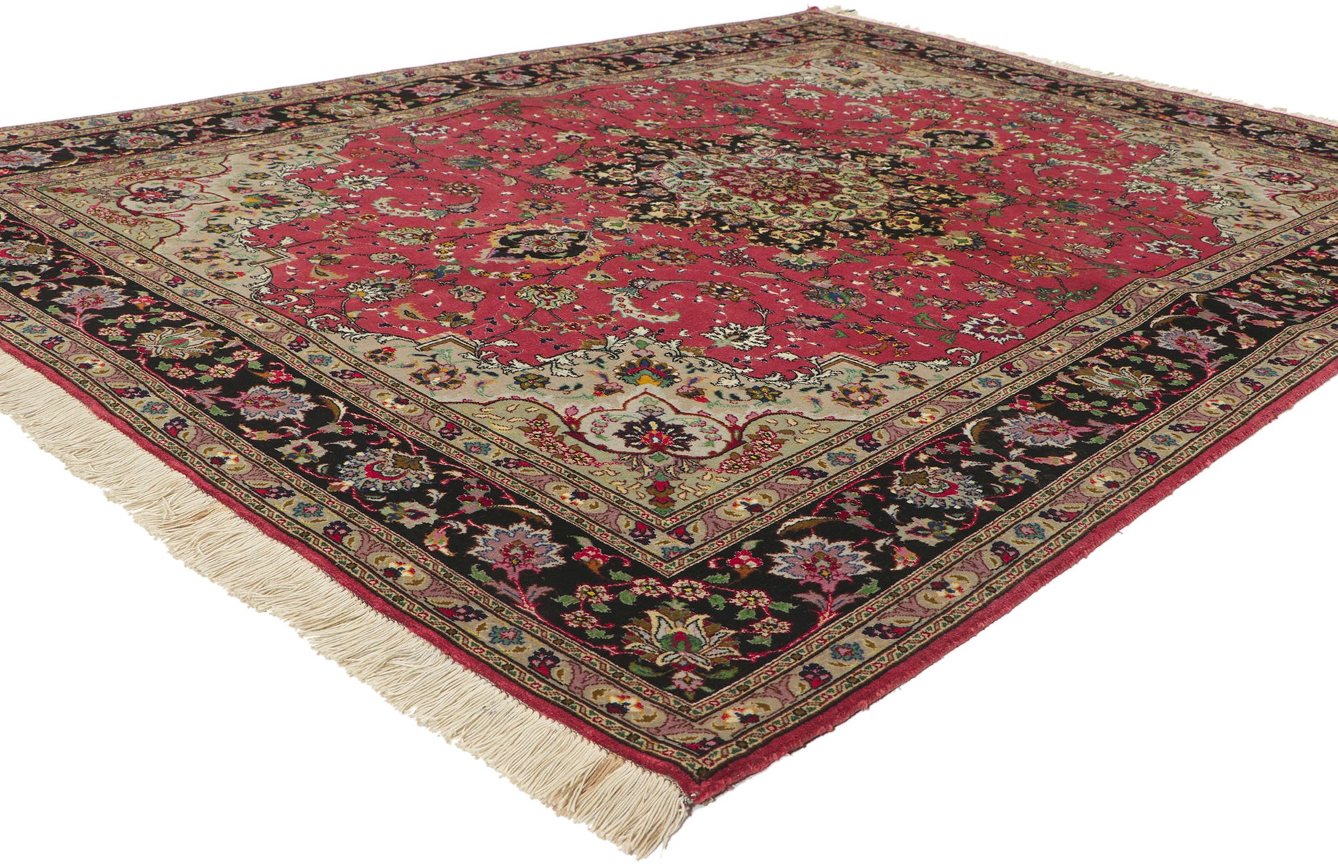 5 x 7 Vintage Persian Silk Tabriz Rug 74399