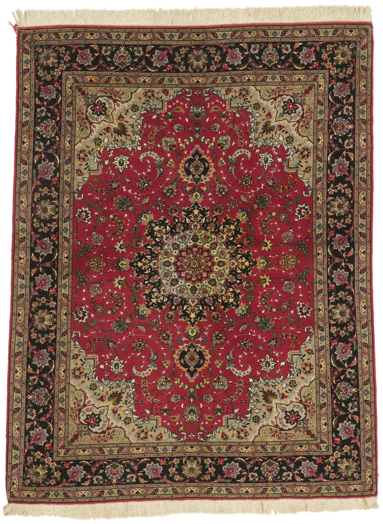 5 x 7 Vintage Persian Silk Tabriz Rug 74399