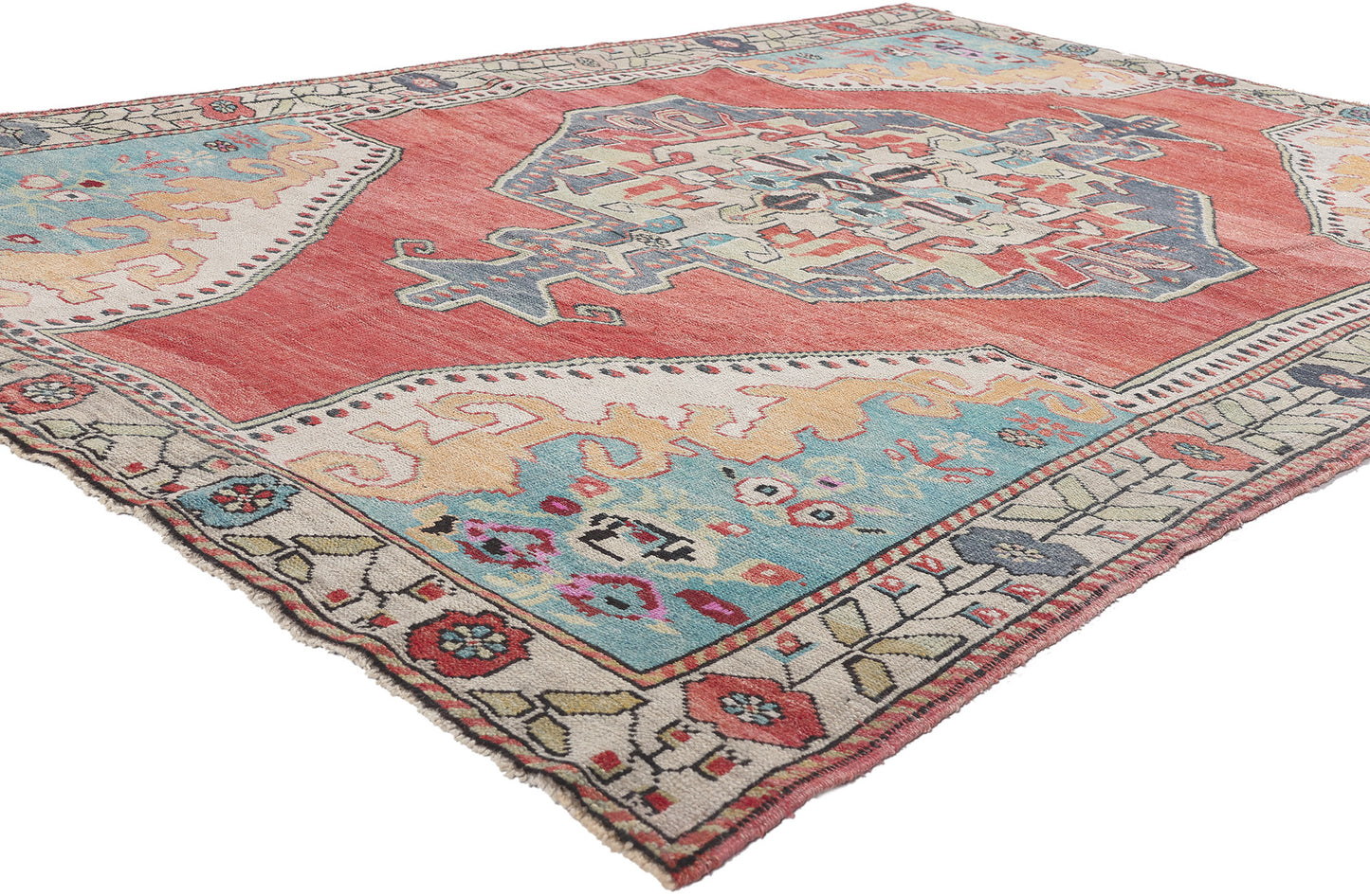 5 x 7 Vintage Turkish Oushak Rug 53865
