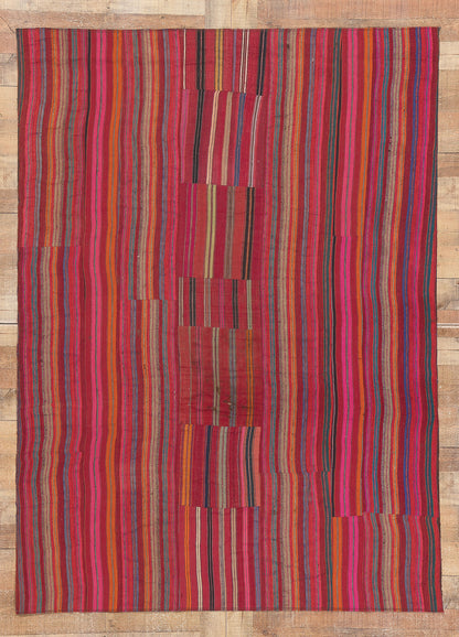 5 x 8 Vintage Turkish Striped Kilim Rug 60812