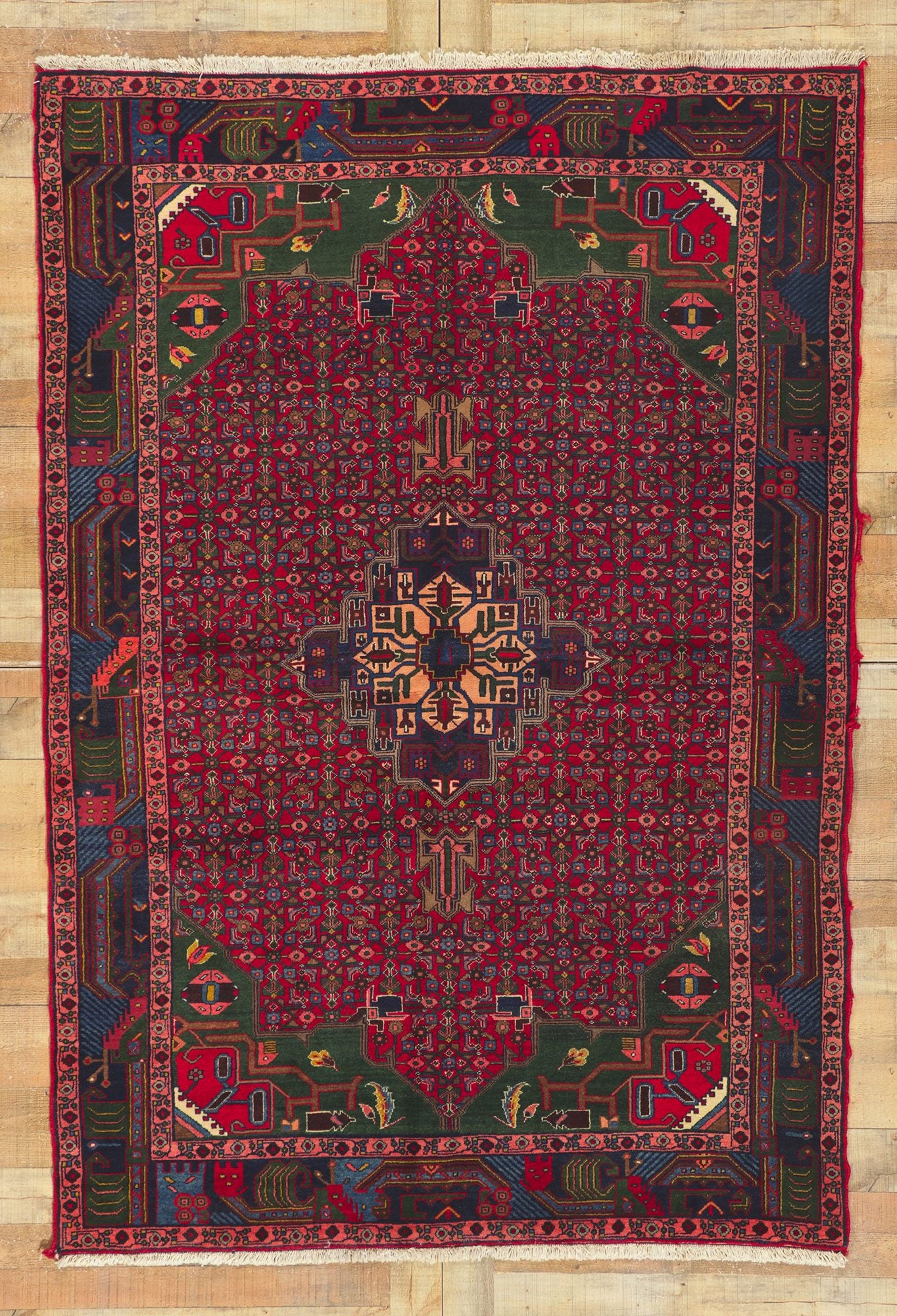 5 x 8 Vintage Persian Hamadan Rug 76126