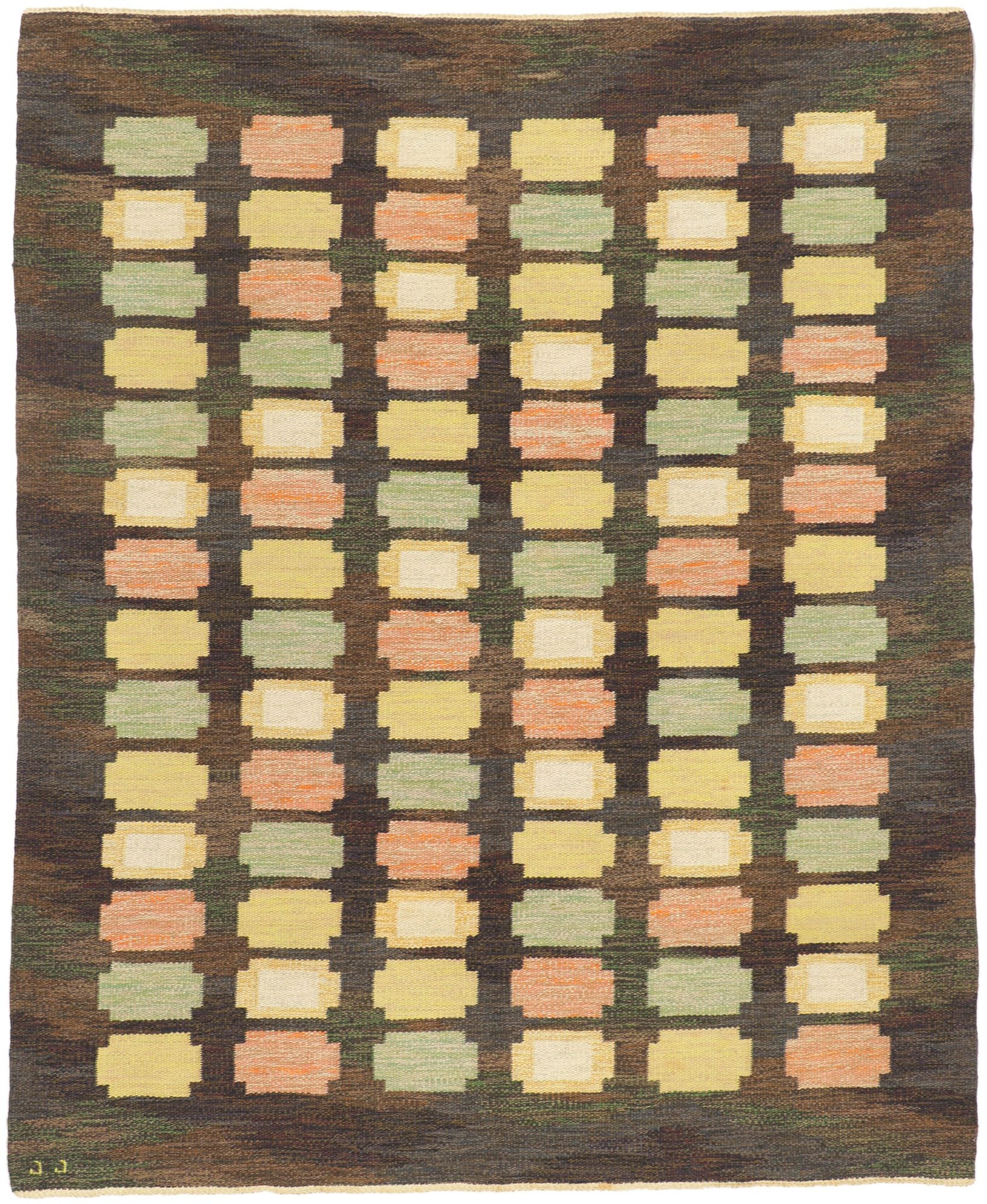���6 x 7 Judith Johansson Vintage Swedish Rollakan Rug 78492