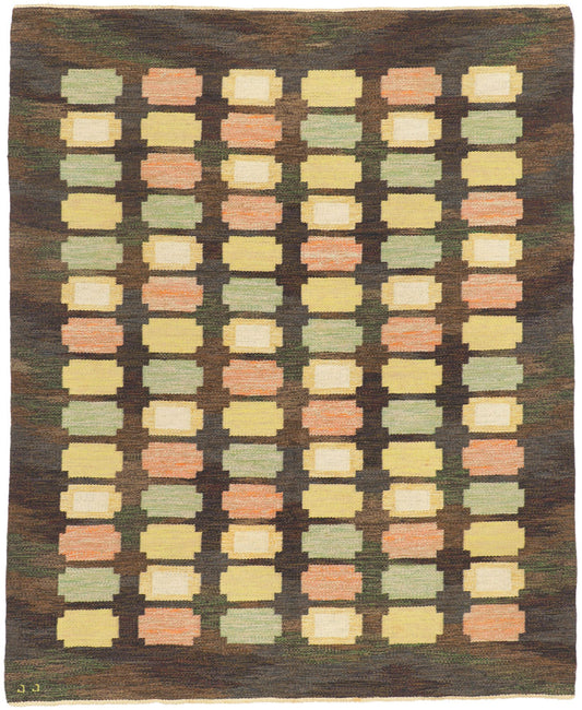 ���6 x 7 Judith Johansson Vintage Swedish Rollakan Rug 78492