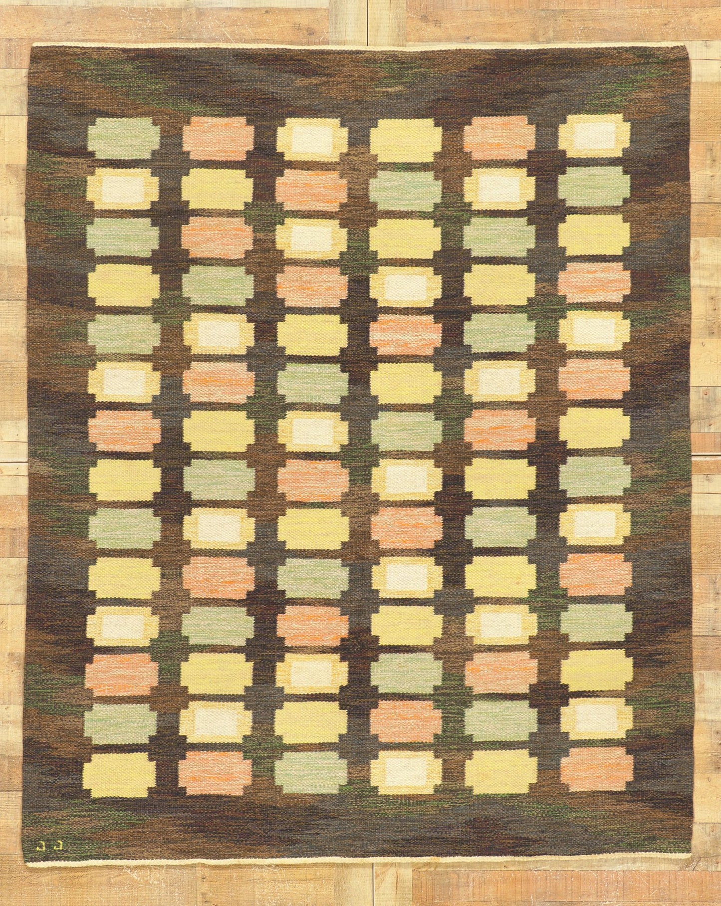 ���6 x 7 Judith Johansson Vintage Swedish Rollakan Rug 78492